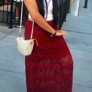 Lace Maxi Skirt (0X), Burgundy